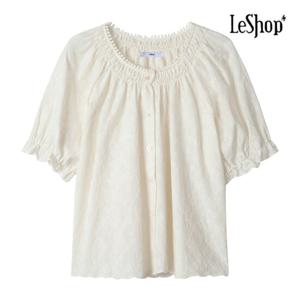 르샵  레이스 넥라인 주름 블라우스 (BP4BL059A)