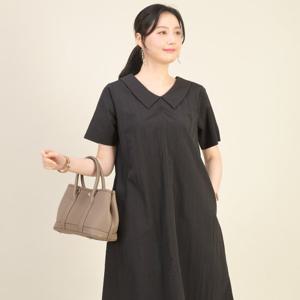 애비뉴투지 엄마옷 플랫 카라 바스락 브이 여름 반팔 플레어 원피스 K05520