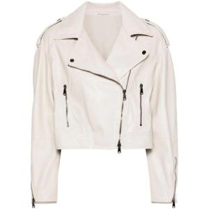 Brunello Cucinelli 노치드 라펠 가죽 재킷 MPNGI2765C7872