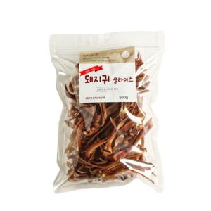 [친절한도그씨]애견사랑수 돼지귀슬라이스 500g 첨가물제로 간식