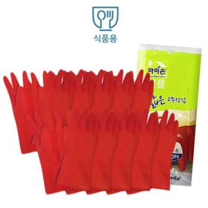 마미손 심플 조리 주방 고무장갑 식품용 레드10쌍