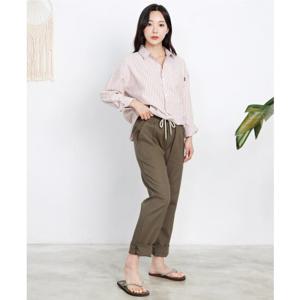 여자 린넨 밴딩 슬랙스 밴딩팬츠 팬츠DJW-PTS-SDON18461-블랙