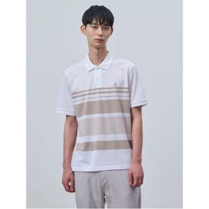 [빈폴멘] 톤온톤 컬러블럭 칼라넥 티셔츠  화이트 (BC4342C311)
