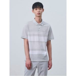 [빈폴멘] 톤온톤 컬러블럭 칼라넥 티셔츠  그레이 BC4342C312