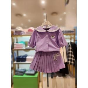 [티파니 5] 주니어세트 보라카라블라우스 테잎장식큐롯반바지 (T52KAB030AP010)