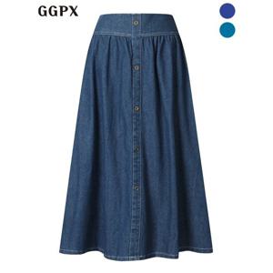 [GGPX]페이크 버튼 데님 밴딩 스커트 (GP3SK020F)