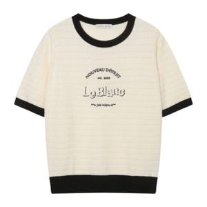 [르샵]25l3l22kpo020립배색 아트웍자수 펀칭 반팔니트