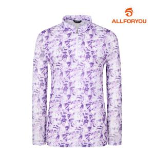 [올포유] 여성 메쉬 소매 전판 프린트 반집업 티셔츠 AWTHM4476-604
