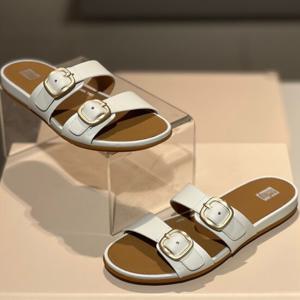 핏플랍 25S/S 그라시에 버클 여성 투 바 슬라이드 FFSO5E232WT 화이트