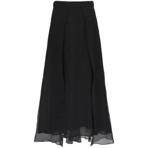 BRUNELLO CUCINELLI 블랙 실크 롱 스커트 1810705