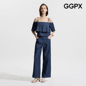 [GGPX] 오프숄더 데님 블라우스 앤 팬츠 투피스 (GP4OP084F)