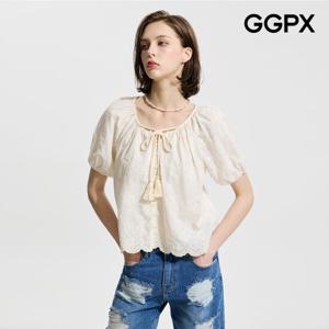 [GGPX] 수술 리본넥 레이스 블라우스 (GP4SH044F)