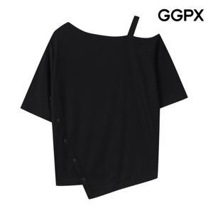 [GGPX] 언발 버튼 오프숄더 티셔츠 (GP4TS050F)