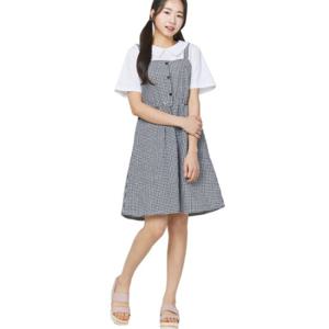 [소이]23M1855 카라 뷔스티에 체크원피스
