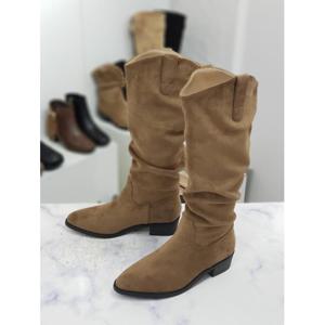 한슈 세이브존09 스웨이드 셔링 미들굽 여성 롱부츠 4cm HS155020vg