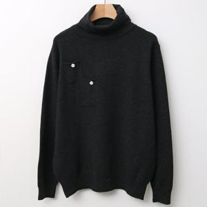 샵앤) 여성 터틀넥 더블 주머니 베이직 데일리 니트 티셔츠 JR-WKN-4072-블랙