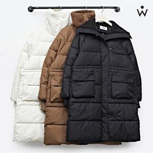 [위시드]데일리 니트 배색넥 롱 버튼업 집업 패딩 점퍼 (WIADJP070)