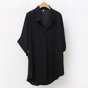 [아이우먼]빅사이즈반팔블라우스 5181L504 아이덴티반오픈블라우스 WW
