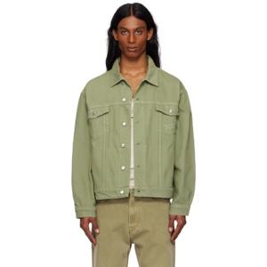 Maison Kitsune 청자켓 카키 트러커 데님 재킷 251389M177001