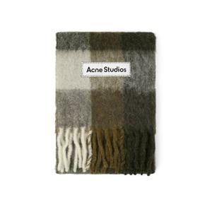 아크네스튜디오 CA0084 TAUPE/GREEN/BLACK (DID) 모헤어 체크 울 알파카 프린지 머플러