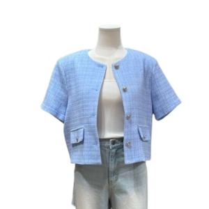 [트위]노카라 트위드 반팔 자켓 (TNECFJK002)