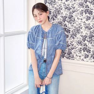 플라스틱아일랜드  (PR2WB504) 앞오픈 테슬 블라우스