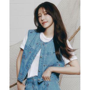 [올리비아로렌]자수 포인트 데님 베스_VVBQC5M3461