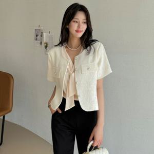 [모리스커밍홈]라운드 반팔 레이스자켓_M2505JK609B