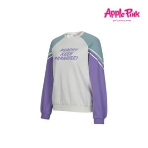 [애플핑크][애플핑크] 라글란 소매배색 기모 맨투맨 (APK8O762GS