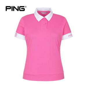 [PING] 여성 배색 카라 반팔 티셔츠