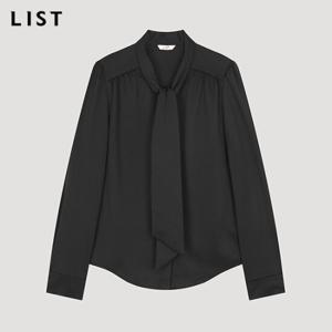 신상 [리스트] 셔링 타이넥 블라우스_TWWBLO72040_BK