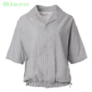 [시에로]앞밴딩 변형 스트라이프 반팔 셔츠 SI2SHF242