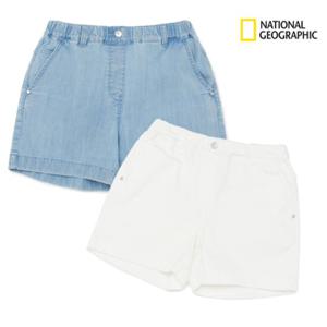 내셔널지오그래픽키즈 K252GHP010 여아 3부 청반바지 여름 화이트 데님팬츠 초등 고학년 딜