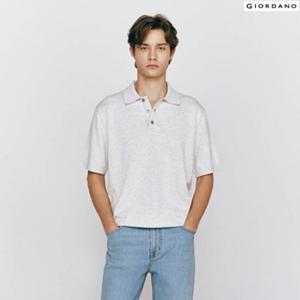 [지오다노] 저지 반팔 카라 니트 스웨터 055521