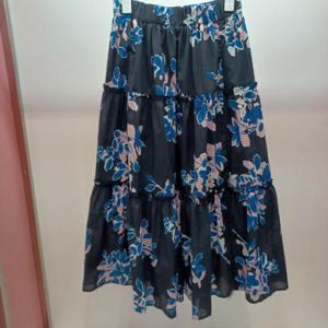 Latium HC06 허리밴딩 A라인 캉캉 플레어 플리츠 나염 롱스커트 치마 T2523sk06B