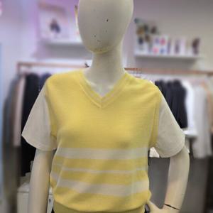 [수스]반팔 배색 니트티 KSMS252NSW456