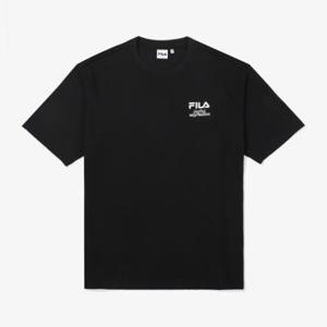휠라반팔티 TQJ FS2RSF2403X-BLK 레코드 그래픽 티셔츠