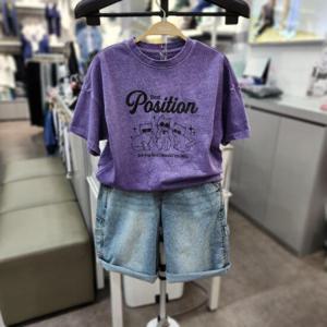 유솔 sh06 피그먼트 오버핏 그래픽 퍼플 티셔츠 ULRA35406
