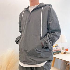 남자 루키 반집업 아노락 후드 긴팔 티셔츠 5C5-TSA-Q087-블랙