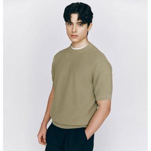[지오다노] 남 12GG 스티치 라운드넥 반팔 니트 스웨터 055527