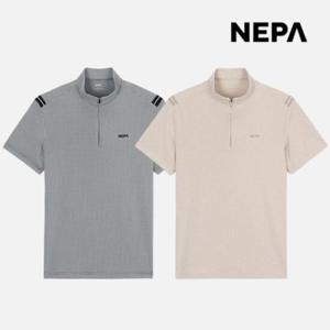 네파 남성 미니 체크 하프 집업 티셔츠 기능성 등산복 7L35447