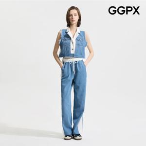 [지지피엑스]더블 카라 데님 크롭 베스트 투피스 (GP4OP057F)