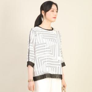 애비뉴투지 엄마옷 블록 칠부 소매테이프 봄 여름 쉬폰 정장 블라우스 B05537
