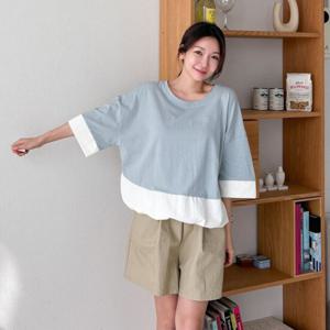 샵앤) 국산 7부 여성 반팔 면100 티셔츠 AMI-WSH-3440-소라