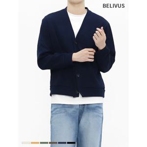 [빌리버스] 남성 브이넥 니트가디건 긴팔 솔리드 간절기 아우터 BCM073