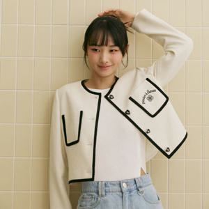 [에고이스트] ER2OJK01 [BLUE LABEL] 라운드넥 트위드 크롭 자켓