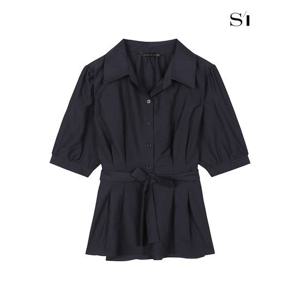 [씨]카라 스트랩 페플럼 블라우스 다크그레이 SGBAE2434