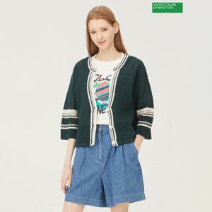 베네통 스카시 소매 배색 니트 가디건 BAKC50431