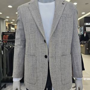 [파렌하이트]베이지 체크 콤비 자켓 FKEAD43040