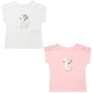 [프랜치켓] 여아 여름 나시티 흰색/핑크 어깨 프릴 티셔츠 Q33DKT230W1/Q33DKT240P1